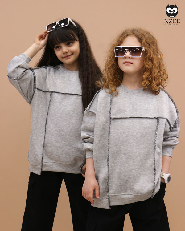 SRSIwnHBRpUeongb8eIXJD4T6giy0eWxyYL6KZZ1 بلوز بگ استایل ملانژ دوخت زنجیره ای - Image 1