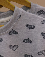 بلوز شلوار تمام چاپ قلب خط خطی - Image 3