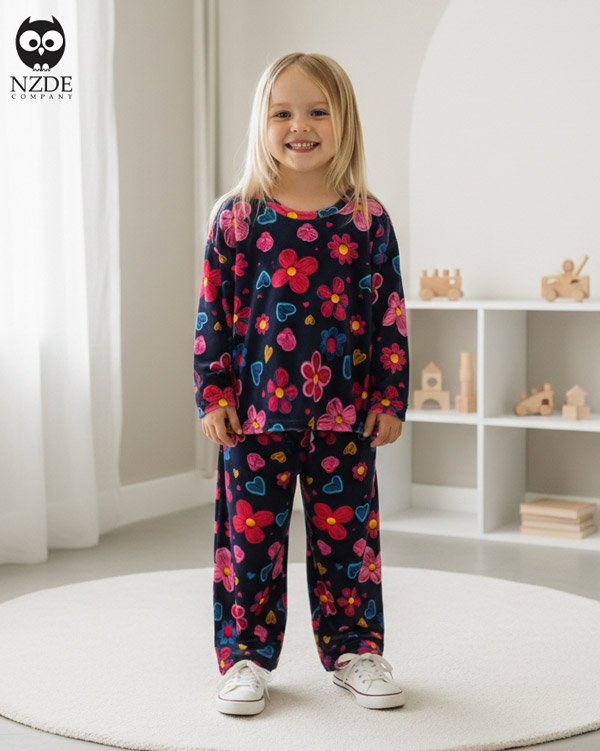 بلوز شلوار مخمل نانو 5 بعدی گل کاموایی family - Image 1