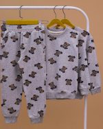 بلوز شلوار تمام چاپ خرس قهوه ای - Image 6