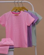 تیشرت شلوار ست خواب مادر دختری خال خالی - Image 5