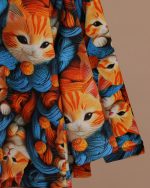 بلوز شلوار مخمل نانو 5 بعدی گربه  family - Image 4