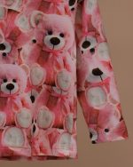 بلوز شلوار مخمل نانو 5 بعدی خرس صورتی  family - Image 8