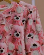 بلوز شلوار مخمل نانو 5 بعدی خرس صورتی  family - Image 5