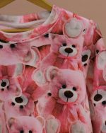 بلوز شلوار مخمل نانو 5 بعدی خرس صورتی  family - Image 9