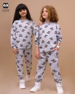 بلوز شلوار تمام چاپ خرس قهوه ای