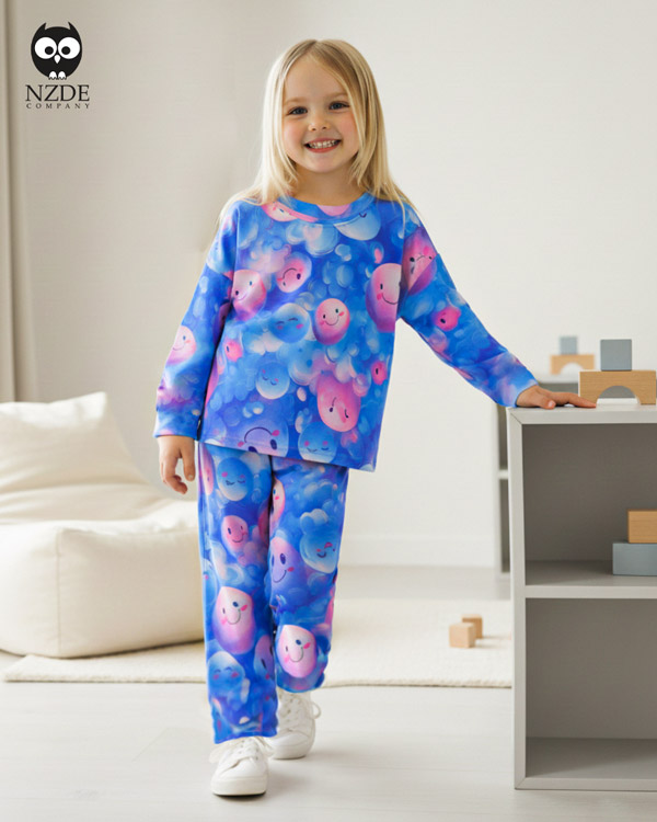 بلوز شلوار مخمل نانو 5 بعدی حباب خوشحال family - Image 1