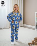 ست مادر دختری بلوز شلوار مخمل 5 بعدی گل بابونه