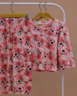 بلوز شلوار مخمل نانو 5 بعدی خرس صورتی  family - Image 7