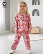 بلوز شلوار مخمل نانو 5 بعدی خرس صورتی  family