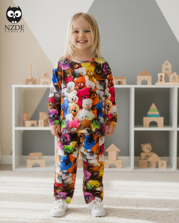 بلوز شلوار مخمل نانو 5 بعدی family bear - Image 1