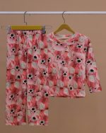 بلوز شلوار مخمل نانو 5 بعدی خرس صورتی  family - Image 3