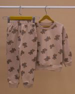 بلوز شلوار تمام چاپ خرس لباس راه راه - Image 14