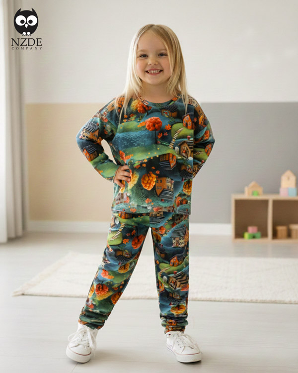 بلوز شلوار مخمل نانو 5 بعدی خونه جنگلی family - Image 1