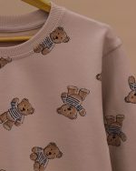 بلوز شلوار تمام چاپ خرس لباس راه راه - Image 12