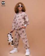 بلوز شلوار تمام چاپ خرس لباس راه راه