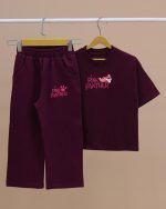 تیشرت شلوار بگ استایل پلنگ صورتی - Image 5