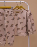 بلوز شلوار تمام چاپ خرس لباس راه راه - Image 3