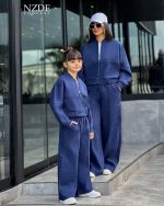 سویشرت کراپ و شلوار ست مادر دختری - Image 7