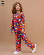 بلوز شلوار مخمل نانو 5 بعدی هندسی Family