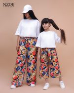 شلوار ست مادر دختری گل بافتی